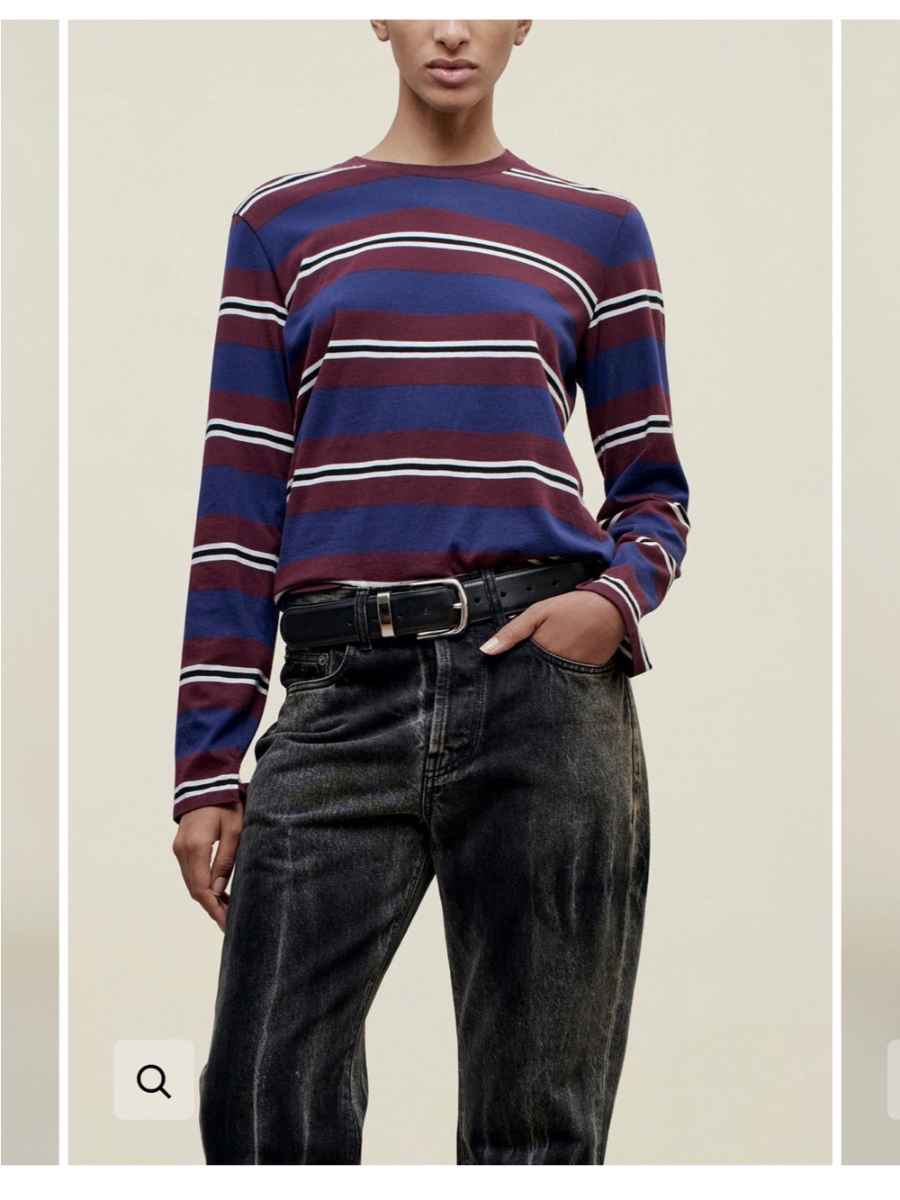 Kallmeyer Wynn Long Sleeve in Bordeaux Multi Stripe size small